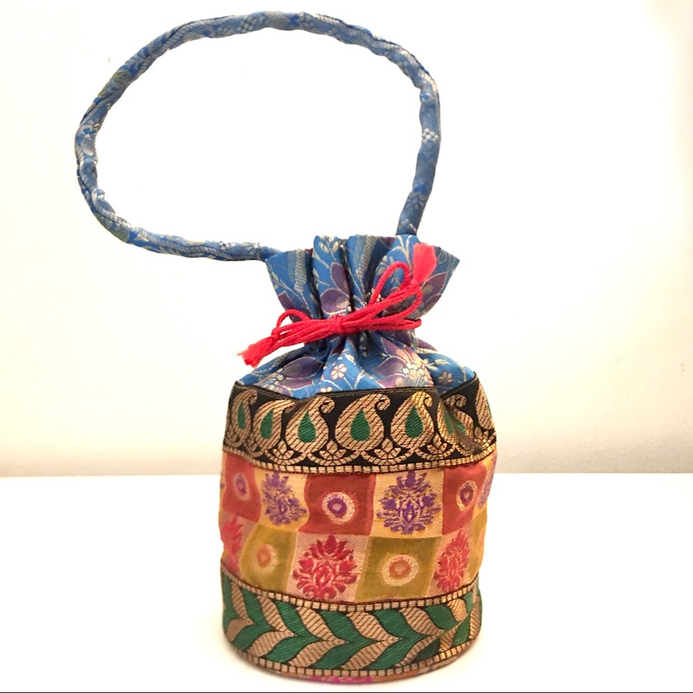 Colorful Satin Paisley Purse Bag Pouch